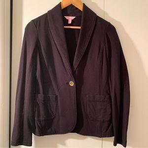 Lilly Pulitzer Black Cotton Stretch Blazer Jacket with Gold Button